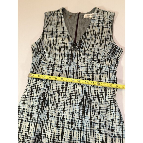 Diane Von Furstenberg DVF Blue Abstract Sheath Dress Size 10 Made in Portugal - Picture 7 of 15